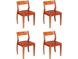Conjunto 4 Cadeiras de Refeição VIDAXL 279137 Madeira Acácia e Sheesham Maciça