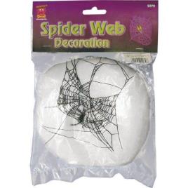 Decorações de Halloween  Teia de Aranha de Fibra Branca com Aranha Plástica