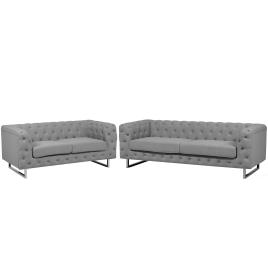 Conjunto de sofás com 5 lugares em tecido cinzento claro VISSLAND