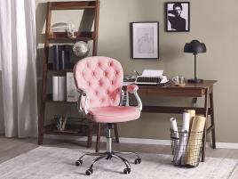 Cadeira de escritório em pele sintética rosa PRINCESS