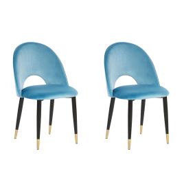 Conjunto de 2 cadeiras de jantar em veludo azul MAGALIA