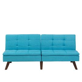 Sofá-cama de 3 lugares em tecido azul turquesa RONNE