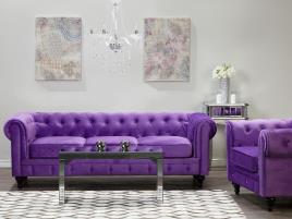 Conjunto de sofás com 4 lugares em veludo violeta CHESTERFIELD