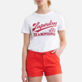 Superdry T-shirt de mangas curtas, gola redonda, motivo à frente 