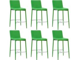 Conjunto 6 Cadeiras de Bar VIDAXL Couro Artificial Verde