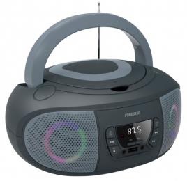 Rádio FM 2x 6.5W c/ MP3/CD/USB/Aux + Efeitos LED (Cinzento) - FONESTAR 