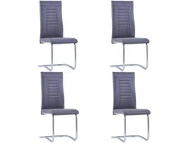 Conjunto 4 Cadeiras de Refeição VIDAXL 281738 Camurça Artificial Cinzento