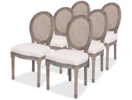 Conjunto 6 Cadeiras de Refeição VIDAXL 274621 Tecido Bege