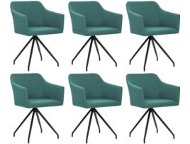 6 Cadeiras jantar VIDAXL giratórias tecido verde