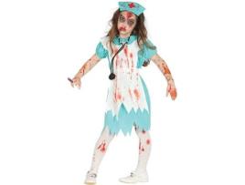 Fato de Menina  Enfermeira Zombie Azul Infantil (Tam: 7 a 9 anos)