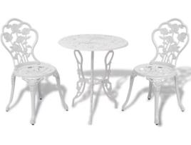 Conjunto duas cadeiras e uma mesa de Exterior  alumínio fundido branco