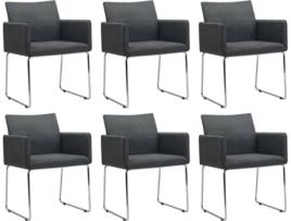 Conjunto 6 Cadeiras de Refeição VIDAXL 275581 Tecido Cinzento Escuro