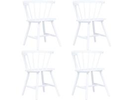 Conjunto 4 Cadeiras de Refeição VIDAXL 247366 Madeira de Seringueira Maciça Branco   