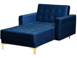 Sofá chaise longue reclinável em veludo azul esccuro ABERDEEN
