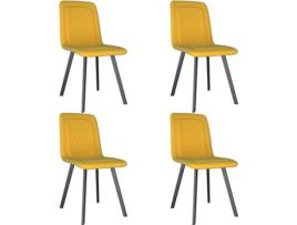 Conjunto 4 Cadeiras de Refeição  279429 Veludo Amarelo