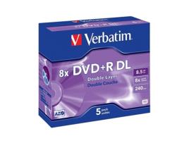 VERBATIM DVD+R DOBLE LAYER 8.5GB 8X JEWEL CASE 5