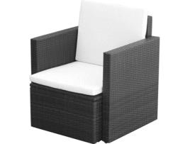 Cadeira de jardim VIDAXL almofadões e almofadas vime PE preto