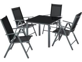 Conjunto de Cadeiras de Jardim  (Cinzento Escuro - Alumínio - 86.5x86.5x73 cm)