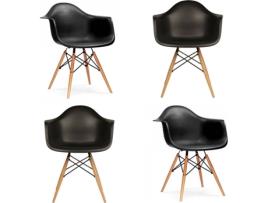 Conjunto 4 Cadeiras CSD Neo (Preto - PP e Madeira - 78 x 60 x 64 cm)