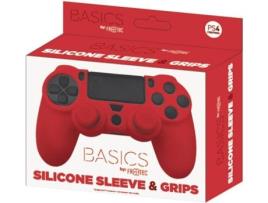 Pack Capa Silicone + Grips Vermelhos PS4