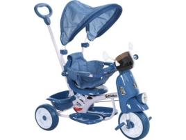 HOMCOM Triciclo infantil com toldo Barreira Apoio para os pés Luz e Música 93x51x94 cm Azul