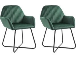 Conjunto 2 Cadeiras de Refeição  249803 Veludo Verde