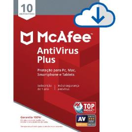 McAfee AntiVirus Plus - 10 Dispositivos - 1 Ano