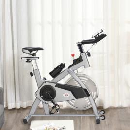 Bicicleta Estática de Exercícios com Guidão Assento e Resistência Ajustáveis com Tela LCD e Pulsômetro para Exercícios em Casa