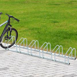 HomCom Suporte de Estacionamento para 6 Bicicletas tipo para Parede ou Chão, Material de Aço - 160 x 33 x 27 cm