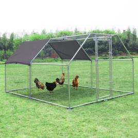 Galinheiro ao ar livre Gaiola para aves domésticas de metal galvanizado com fechadura e cobertura Oxford 280x380x195cm