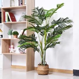 Palmeira Artificial 150cm com bastões naturais Árvore decorativa da planta Sintético com vaso Casa terraço jardim decoração