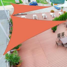 Outsunny Toldo Vela Triângulo tipo Guarda-sol para Varanda Jardim ou Campismo - Cor: Laranja - Polietileno - 3 x 3 x 3 m