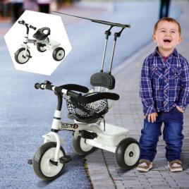 Triciclo Infantil com Capuz - Branco - Ferro, Plástico e Tecido - 103 x 47 x 101cm