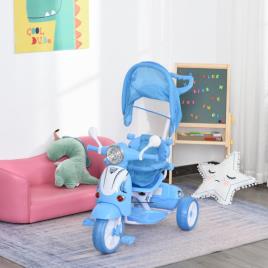 Triciclo para crianças acima de 3 anos, dobrável com luz e música 102x48x96 cm Azul