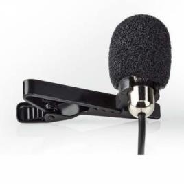 Microfone Premium Lavalier Lapela com clip. Padrão Omnidirecional Construção em Metal. Saída Jack 3.5mm com cabo de 1,8m