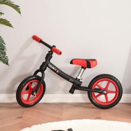 HOMCOM Bicicleta sem pedal para crianças acima de 2 anos com selim ajustável em altura Pneus EVA máx. 25 kg Metal 65x33x46 cm Preto
