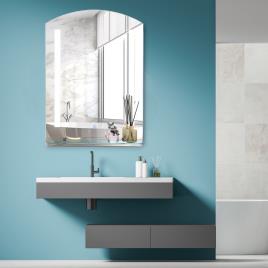 Kleankin Espelho para banheiro com luz LED 16W Interruptor de toque e prateleira inferior Cabo de 1m Estrutura de alumínio 70x50x2,7 cm prata