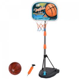 HOMCOM Cesto de basquete para crianças acima de 6 anos com suporte de altura ajustável e base recarregável incluídos 32x65x126-158 cm