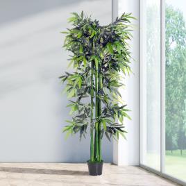 Outsunny Planta Decorativa Sintética de Bambu Artificial 180cm
