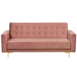 Sofá de 3 lugares reclinável em veludo rosa ABERDEEN