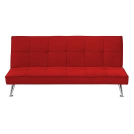 Sofá-cama de 3 lugares em tecido vermelho HASLE