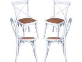 Pack 4 Cadeiras  Altea (Branco - 43 x 87 x 45 cm - Madeira - Junco)