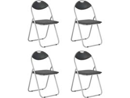4 Cadeiras  jantar dobráveis couro artificial preto