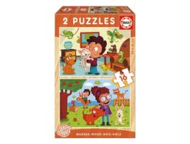 Conjunto de 2 Puzzles EDUCA Animais Estimação (16 Peças)