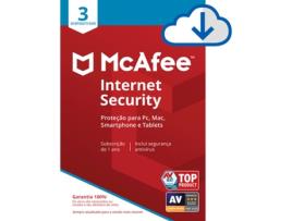 Software MCAFEE Internet Security (3 Dispositivos - 1 Ano - PC, Mac, Smartphone e Tablets - Formato Digital)