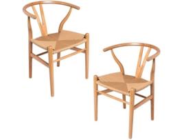 Pack 2 Cadeiras  Wis (48 x 72 x 42,5 cm - Madeira de Bétula - Junco)