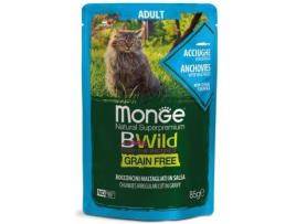Ração para Gatos MONGE (85 g - Húmida - Adulto - Sabor: Anchovas e Legumes)