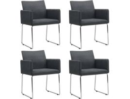 Conjunto 4 Cadeiras de Refeição VIDAXL 275580 Tecido Cinzento Escuro
