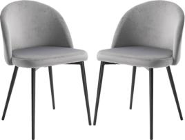 Conjunto de 2 Cadeiras de Jantar HOMCOM Cinzento (Veludo - 49x50x77 cm)