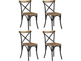 4 Cadeiras VIDAXL costas cruz madeira mangueira maciça preto